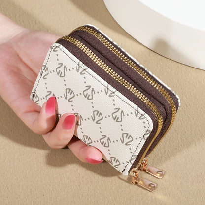 Chic Vintage Zipper Card Holder Wallet – Women’s Faux Leather Purse with Coin Pocket & Multi-Card Slots