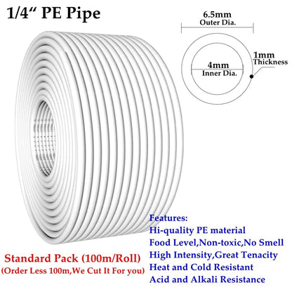 1/4" 3/8" PE Pipe Food Grade Water Purifier Pipe Hi-quality Soft Tube Aquarium Flexible Hose Reverse Osmosis Water Pipe