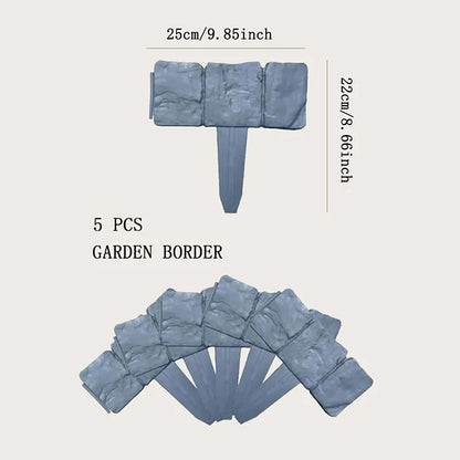5-10pcs Garden Fence Imitation Stone Plant Support Stake Outdoor Edging Decorative Border DIY Lawn Yard Landscape Plant Fence