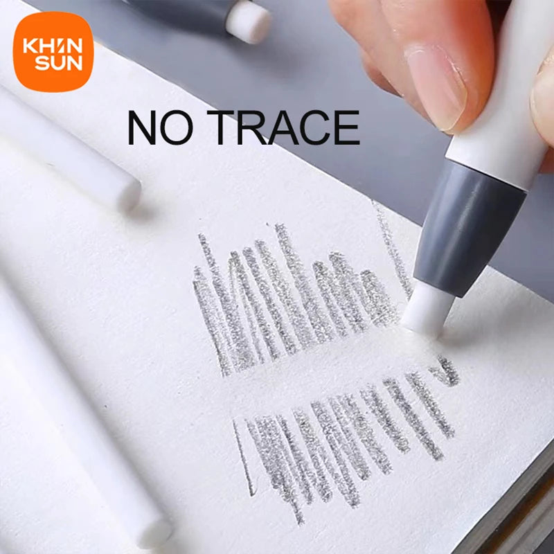 KHINSUN Press Retractable Pencil Eraser – Pen-Style Rubber Eraser for Clean Precision