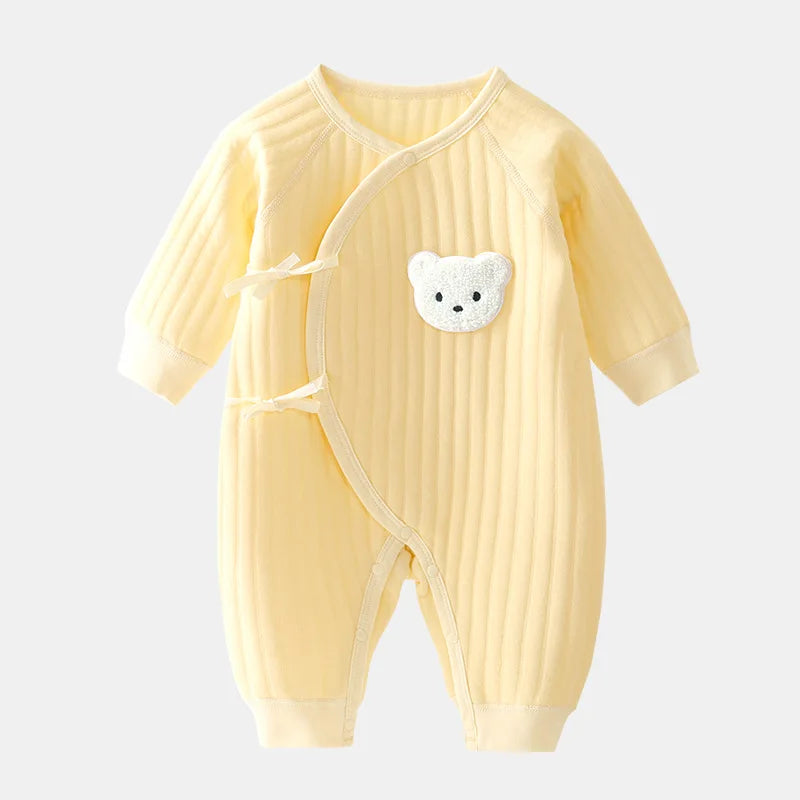 Newborn Boys Girls Cotton Bodysuit – Thickened Winter Onesie for Toddler Home Wear