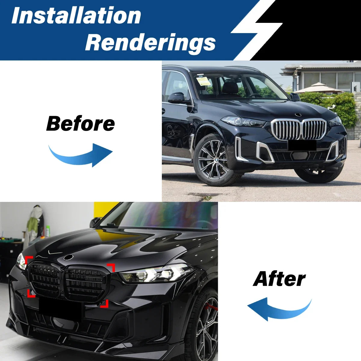 For BMW G05 G18 LCI X5 2018 To 2024 Front Bumper Grille X5M Style Racing Radiator Grill Air Intake Modification Exterior Tuning