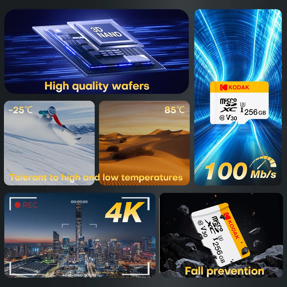 Kodak Original Micro SD Memory Card – 32GB, 64GB, 128GB, 256GB SD/TF Flash Memory Card for Mobile Phones, Cameras & Devices