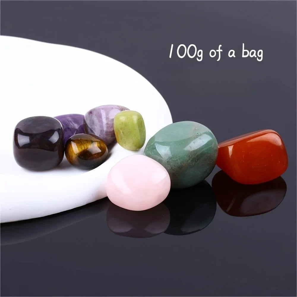 100g Mixed Tumbled Crystals & Stones – Assorted Polished Gemstones for Décor, Healing, Crafts & Collecting