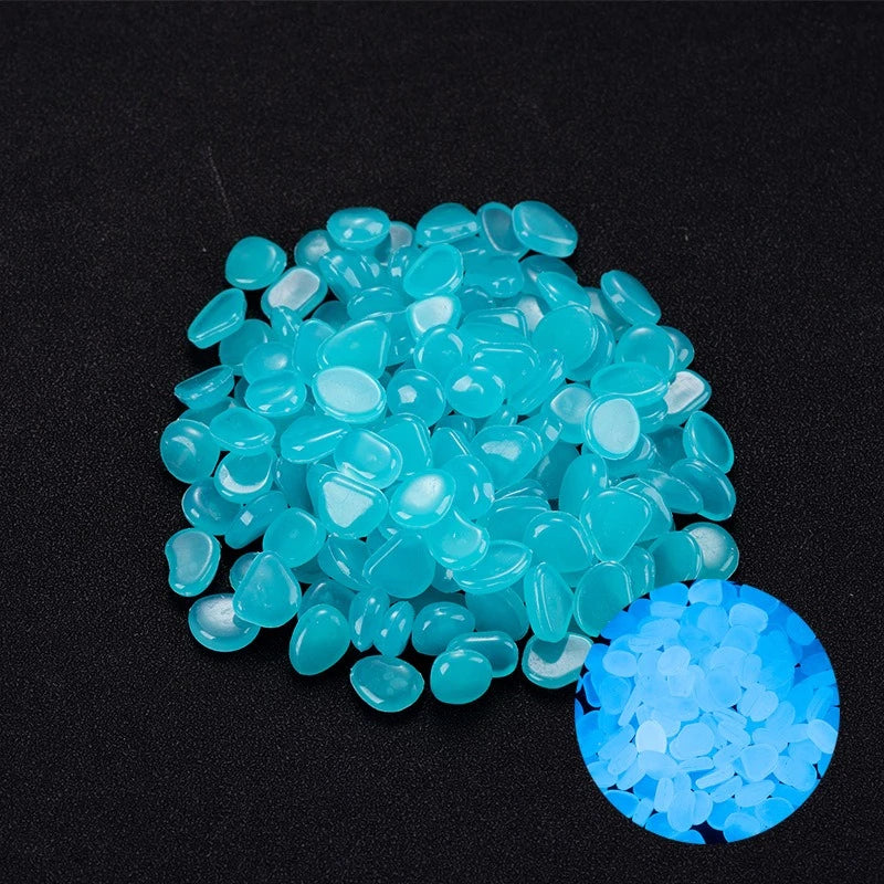 100Pcs Glow-in-the-Dark Garden Pebbles – Luminous Decorative Stones for Pathways, Patios, Aquariums & Landscaping