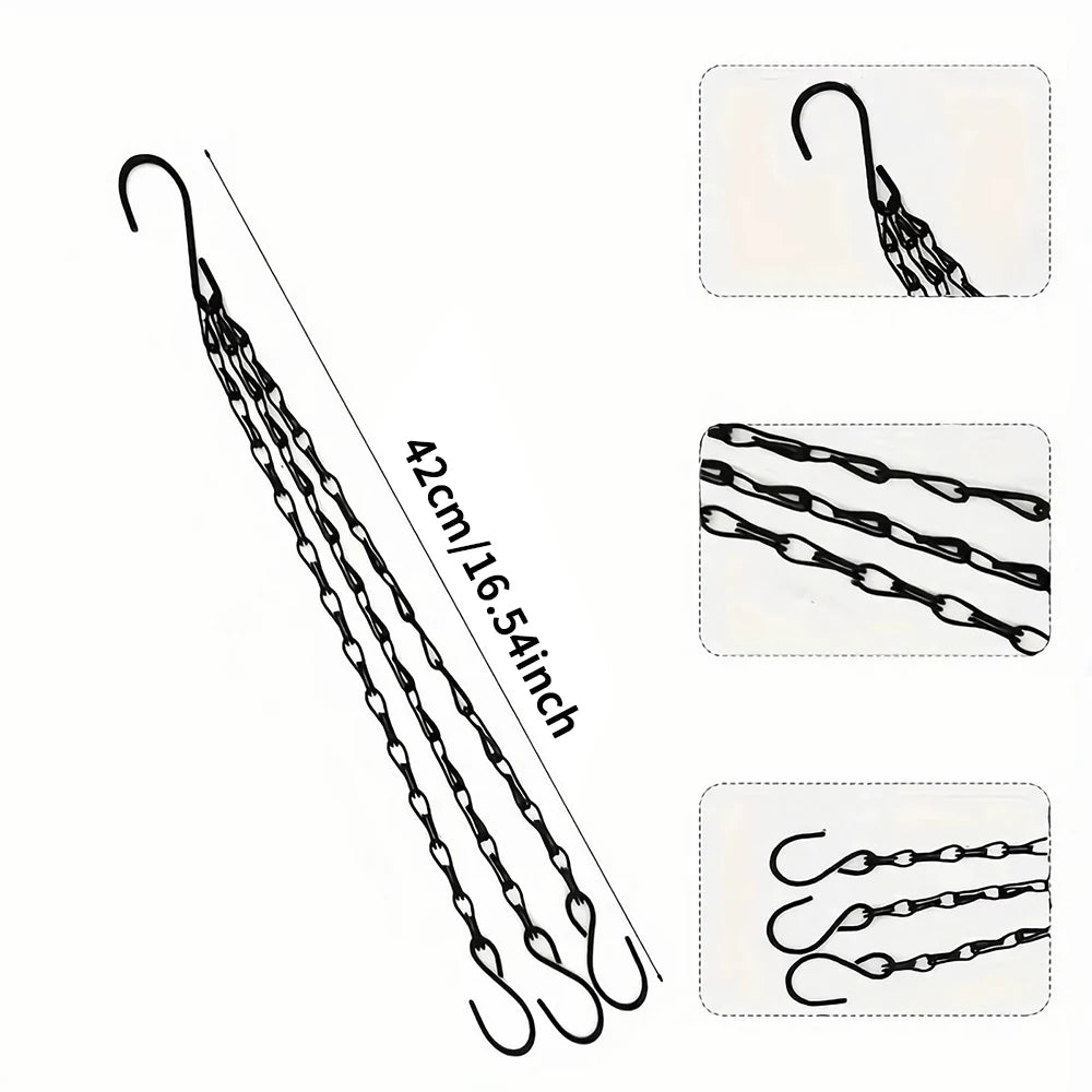 40cm Imitation Rattan Hanging Basket Flower Pot Chain With 3 Hooks Basin Hydroponic Plants Plant Grow Basin Home Garden Decor
