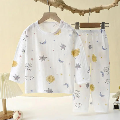 Children's Cotton Pajama Set – Long/Short Sleeve Homewear for Boys and Girls (Autumn/Winter)