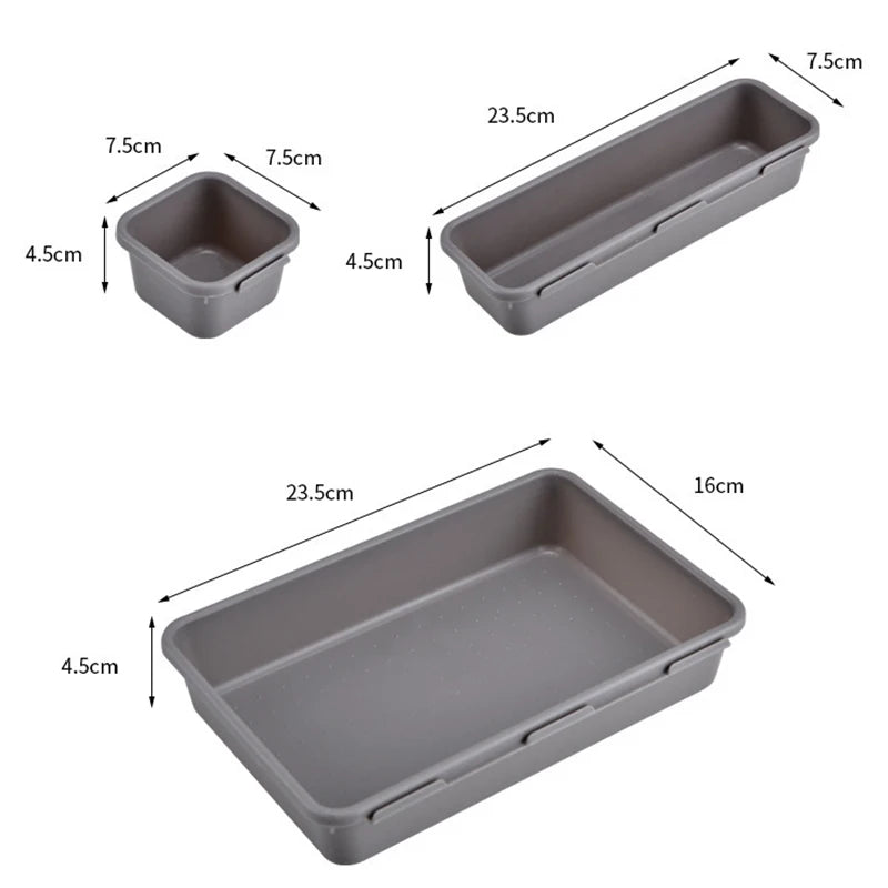 8pcs Adjustable Drawer Organizer Box Set – Makeup, Kitchen, Closet & Bathroom Storage Trays