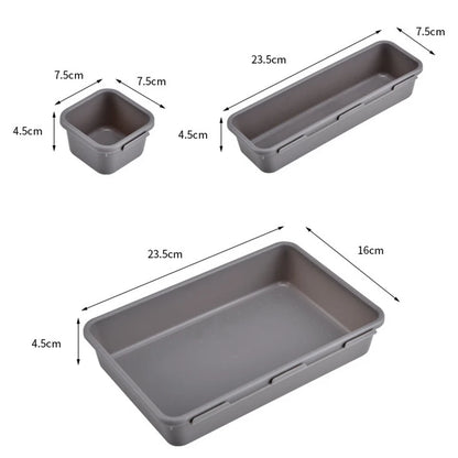 8pcs Adjustable Drawer Organizer Box Set – Makeup, Kitchen, Closet & Bathroom Storage Trays