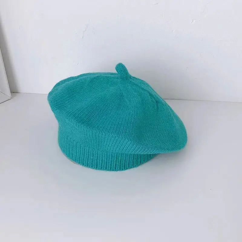 Flower Baby Beret Hat – Winter Warm Knitted Beanie Cap for Infant Girls