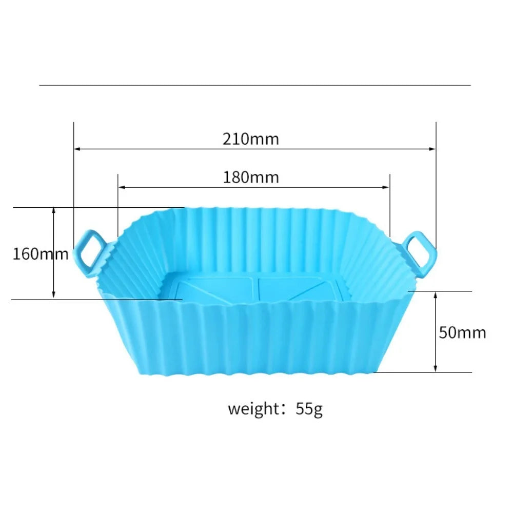 Reusable Silicone Air Fryer Tray with Handle – Square Baking Pan Liner for Air Fryers