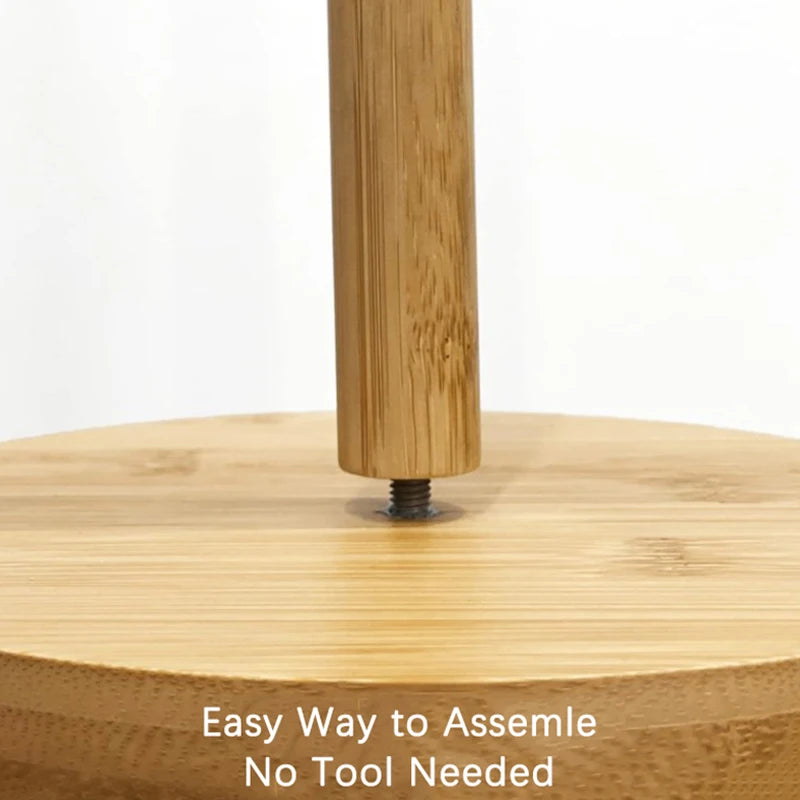 Bamboo Paper Towel Holder – Vertical Wooden Roll Rack for Kitchen & Bathroom