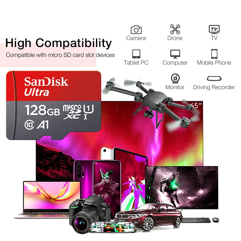 Ultra MicroSD Memory Card – 32GB, 64GB, 128GB, 256GB & 512GB Class 10 A1 Micro SD TF Flash Card for Phones