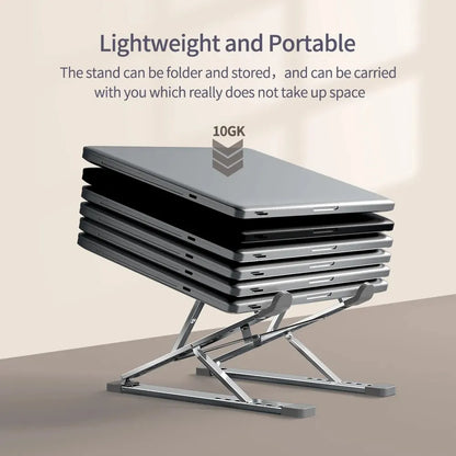 N8 Adjustable Portable Laptop Stand – Aluminum Foldable Cooling Pad Holder for MacBook, Tablet & Notebooks (11–17.3 Inch)