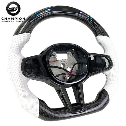 For BMW G80 G81 G30 G32 G34 G36 G20 G22 G23 G26 Racing Sport LED Display Carbon Fiber Steering Wheel Automotive Parts