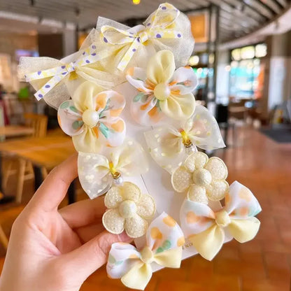 10Pcs Baby Girl Hair Clips Set – Cute Lace Flower Hairpins & Bows for Children, Toddlers, and Newborns