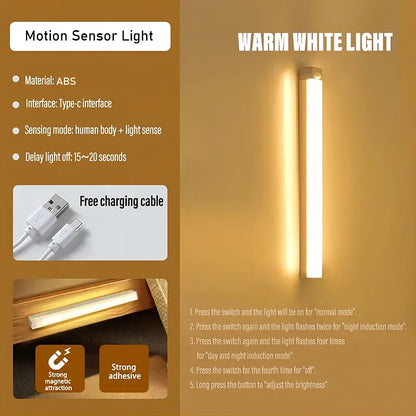 LED Bar Light Motion Sensor Night light Wireless Under Cabinet Lights For Kitchen Closet Cabinet Wardrobe Lighting Cabinet Light