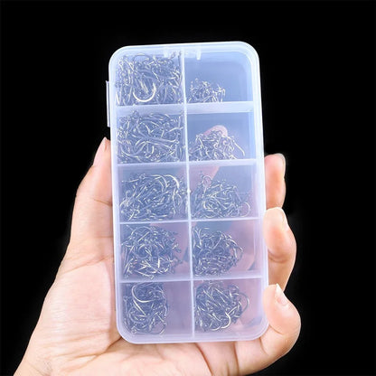 1000Pcs High Carbon Steel Barbed Fishing Hooks – Sharp & Durable Hook Set for Rock Fishing & Tackle Gear