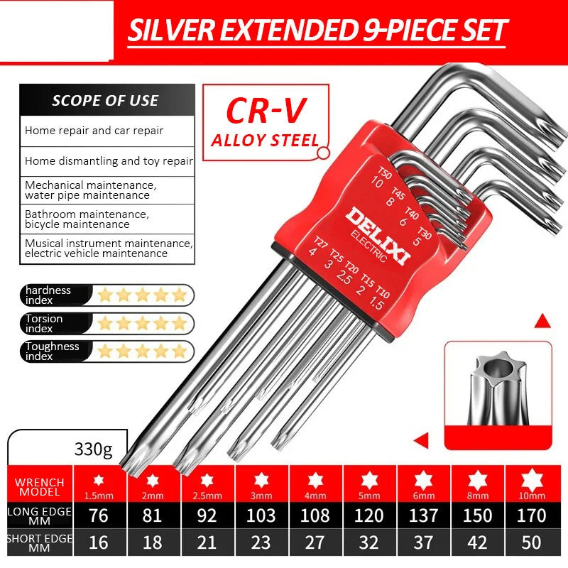 DELIXI Electric Allen Key Set – Hex Wrench Screwdriver Set with Sleeve, Universal Metric Tools for Motorcycles & Bicycles