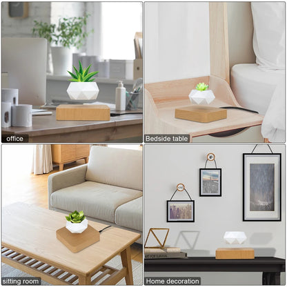 Levitating Air Bonsai Pot Rotation Flower Pot Planters Magnetic  Suspension Floating Pot Potted Plant Home Desk Decor