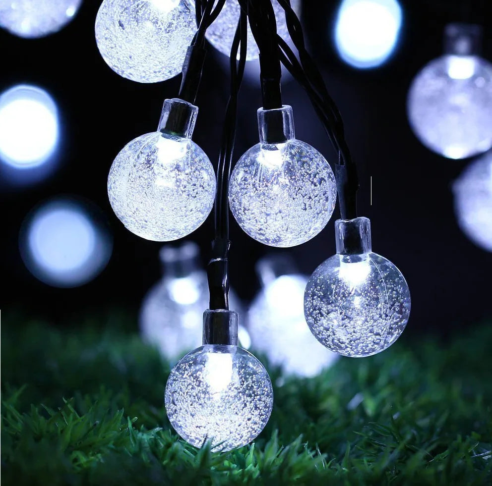 Solar Bubble Ball String Lights – Waterproof LED Water Drop Lights for Outdoor Christmas, Patio, Garden & Holiday Decorations