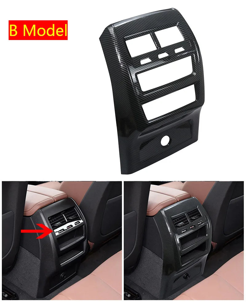 Car Carbon fiber Rear Air Conditioning Vent Outlet decoration Cover Sticker For BMW X5 G05 X6 G06 2019-2022 Interior Accessories