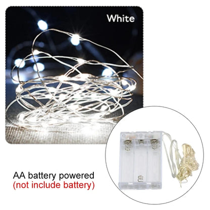 Copper Wire LED Tinsel Garland Battery Powered Fairy String Lights – 2M to 10M Waterproof Holiday Christmas Wedding Party Decor