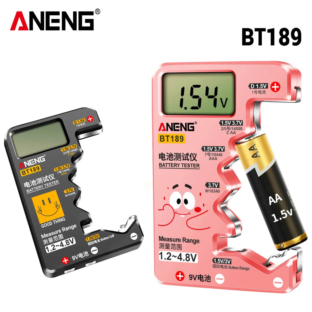ANENG BT189 Universal Battery Tester – Indicator for AA, AAA, C, D, N, 9V & Button Cell Types