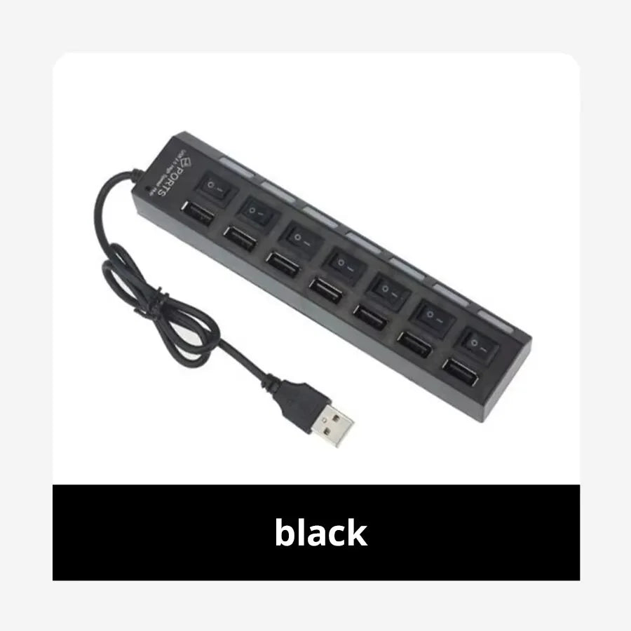 HOMEFISH Switch Extension Hub 7-port USB2.0 Hub Computer USB Extension Hub Seven USB2.0 Splitter PC Laptop Desktop Switch
