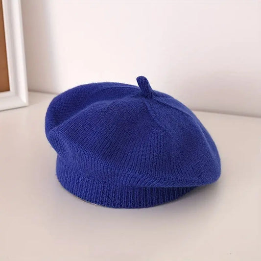 Flower Baby Beret Hat – Winter Warm Knitted Beanie Cap for Infant Girls