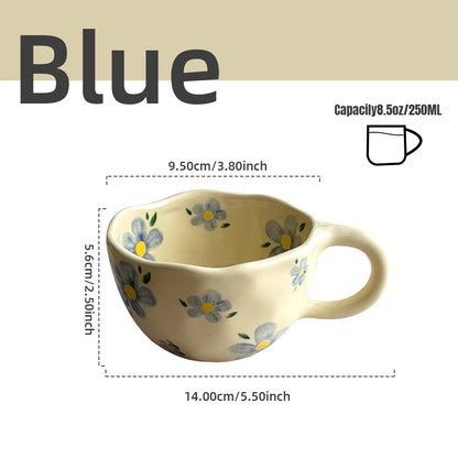 Handcrafted Ceramic Coffee Mug – 8.5oz Irregular Korean Style Tea Cup for Milk, Oatmeal & Breakfast