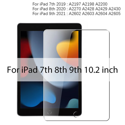 Tempered Glass Screen Protector For Apple IPad Pro 12.9 11 9.7 10.2 10.9 Air 4 5 Mini 6 5th 6th 7th 8th 9th 10th Generation Film