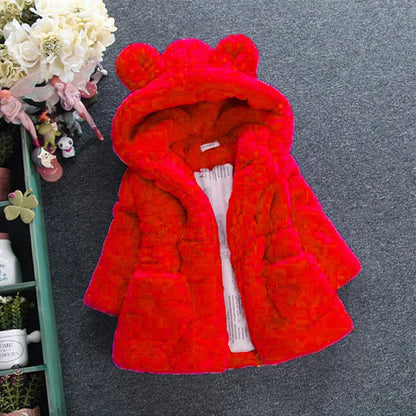 Faux Fur Winter Jacket – Thick Hooded Coat for Baby Girls & Toddlers