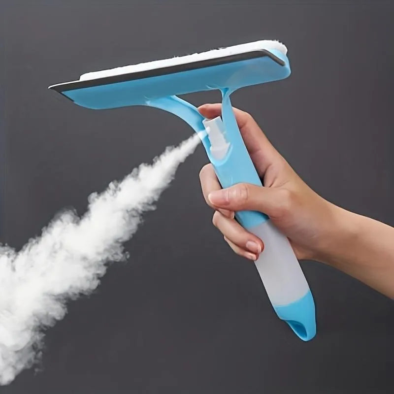 Multi-function Glass Wiper with Spray Bottle – Window & Car Cleaning Brush with Soap Dispenser