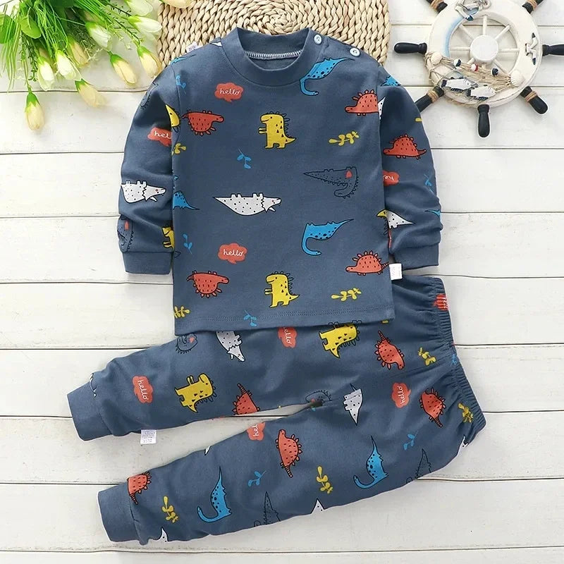 Kids Cotton Pajama Set – Autumn/Winter Sleepwear for Boys and Girls (9 Months to 8 Years)