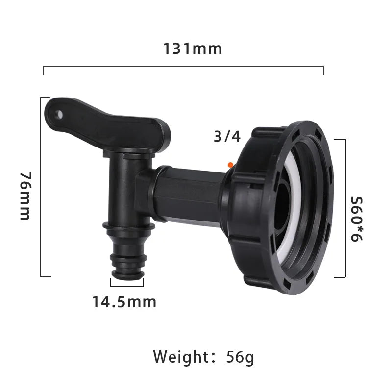 S60x6 IBC Tank Tap Connector – Coarse Thread Water Coupling Adapter for 1/2'' & 3/4'' Garden Hose Fittings (Fits 1000L Tanks)