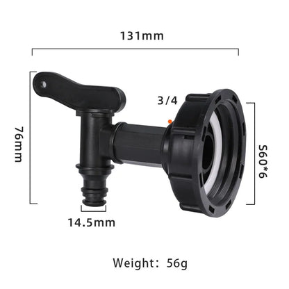 S60x6 IBC Tank Tap Connector – Coarse Thread Water Coupling Adapter for 1/2'' & 3/4'' Garden Hose Fittings (Fits 1000L Tanks)