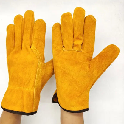 Men’s Cowhide Work Gloves – Durable Leather Gloves for Farming, Welding & Outdoor Use