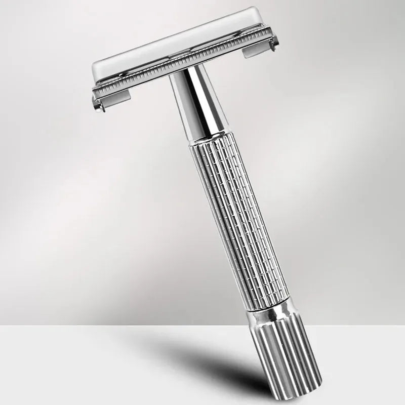Double Edge Safety Razor Set – Classic Beard Shaver for Men with Long Handle for Close Shaves