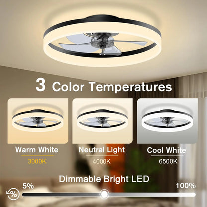 Simple LED Ceiling Fan Light with Remote Control – Infinite Dimming & 6-Speed Wind for Living Room & Bedroom