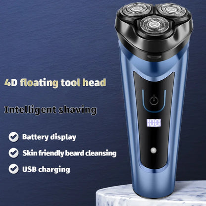 USB Electric Shaver for Men – Rechargeable Waterproof Razor with 4D Floating Blade & Long Battery Life