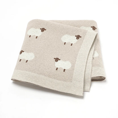 Knitted Baby Cotton Blanket – Soft Stroller Wrap & Nursery Quilt for Boys and Girls