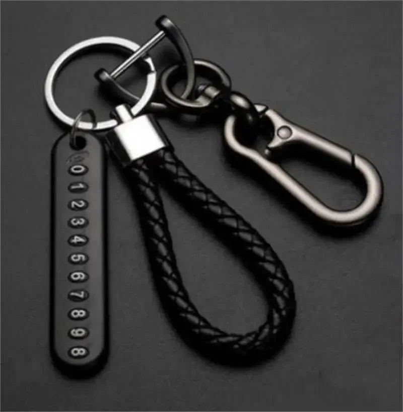 Motorcycle Lock Keychain Pendant – Anti-Lost Leather Rope Key Holder for Men & Women