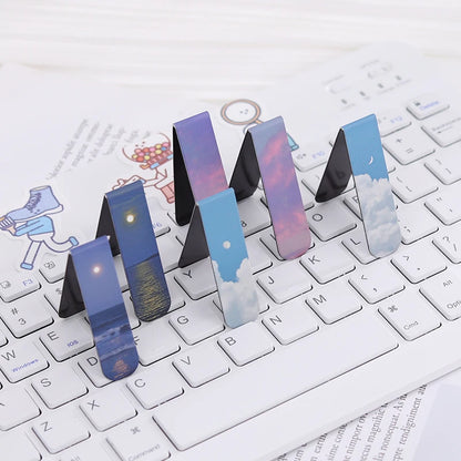 JIANQI Magnetic Bookmarks (2pcs) – Scenic Literary Reading Tools for School & Office