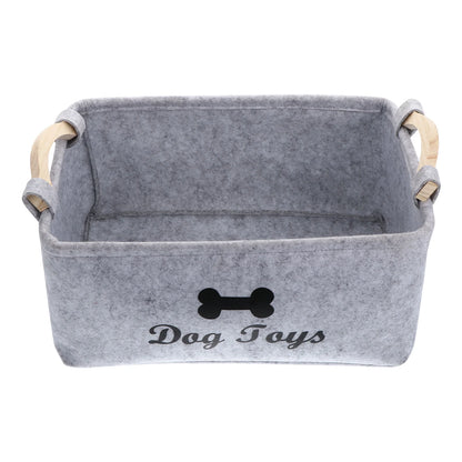 Dog Toy Basket Pet Storage Box – Felt Organizer Bin for Toys and Accessories
