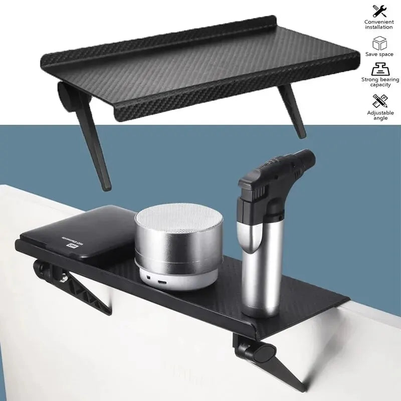 No-Drill Computer & TV Screen Storage Rack – Adjustable Shelf for Router, Set-Top Box, Phones & More