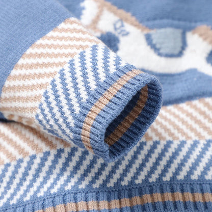 Blue Knit Baby Romper – Long Sleeve Jumpsuit for Newborn Boys & Unisex Winter Wear