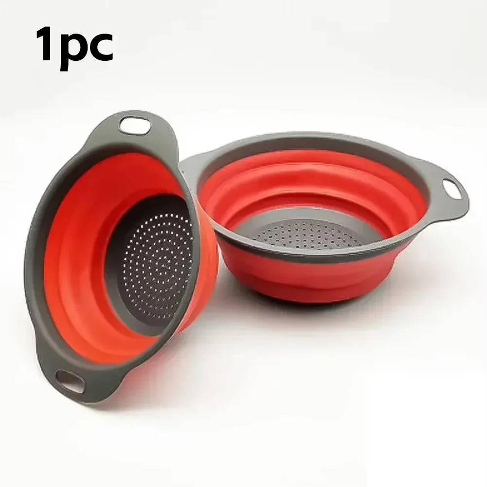 LMETJMA Round Folding Colander BPA Free Fruits Vegetables Washing Drain Basket Kitchen Colander Strainer Dishwasher Safe KC0236
