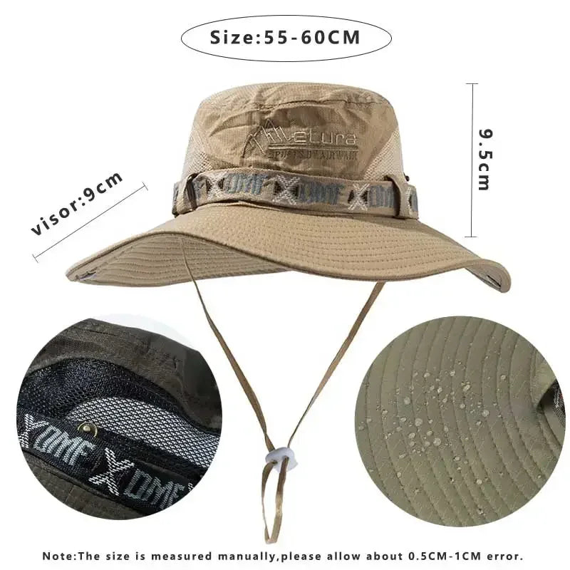 Men's Summer Bucket Hat – UV Protection Wide Brim Outdoor Safari Fishing Hiking Cap