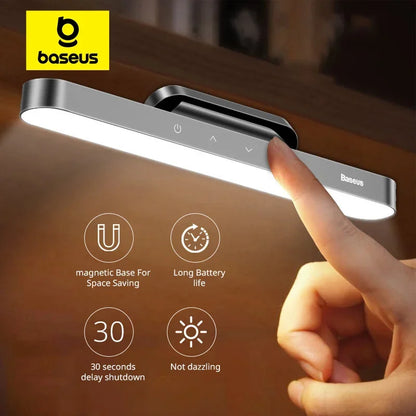 Baseus Magnetic LED Table Lamp – Rechargeable Hanging Desk Lamp with Stepless Dimming & 24-Hour Battery Life for Bedroom, Kitchen & Cabinet